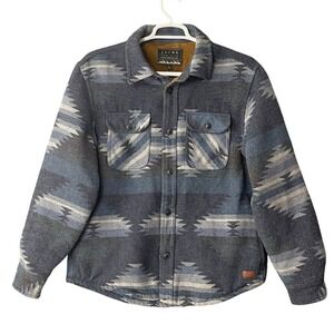 JACHS NEW YORK Mens L Aztec Print Lined Shacket Jacket Blue Southwestern